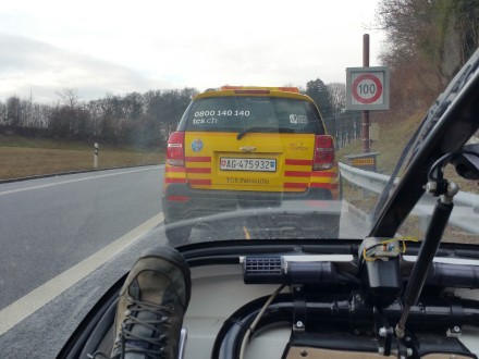 Towing on Swiss motorway