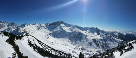 Liechtenstein Alps, Malbun village, Swiss Alps in the background