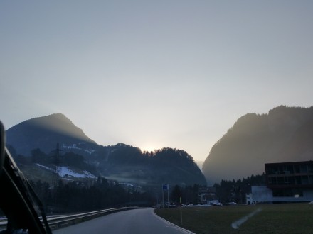 Driving towards Malans + sunset
