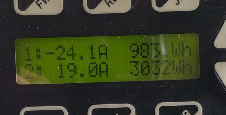 19A from 3 chargers, 5.1A from inverter (@ battery voltage)