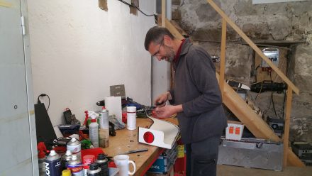 Andreas getting the cover ready