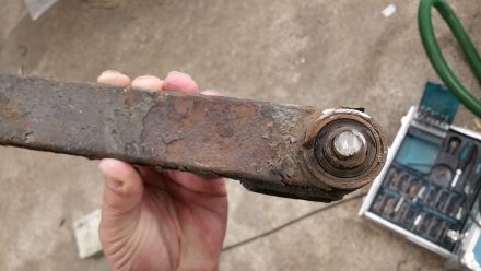 Old assembly with sawn-off bolt