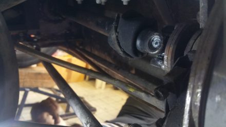 Everything coming together: Drive shaft attached to wheel axle