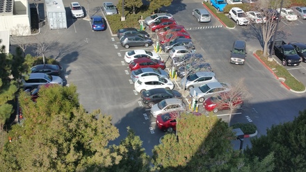 a parking lot full of ev's!