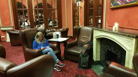 Warming up in hotel Carlton's mirror bar