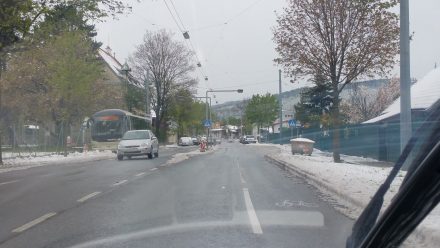 Leaving Vienna: Yesterday's snow is still everywhere