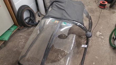 Broken canopy and windscreen