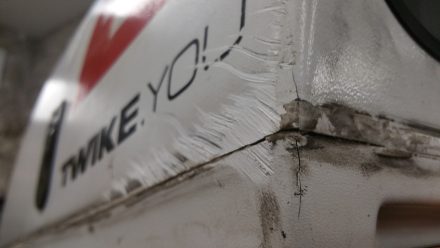 Much of the material is gone - many cracks