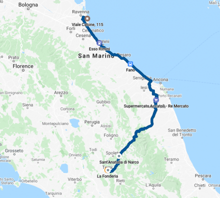 GPS track - drive to Terni